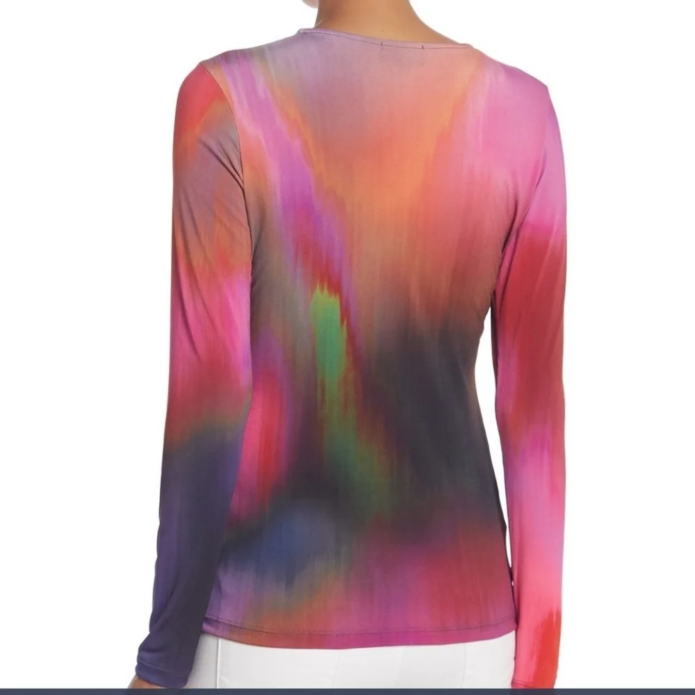 Petit Pois by Viviana G Top Long Sleeve Fitted Tie Dye Ombre Magenta S NWT - Picture 5 of 8